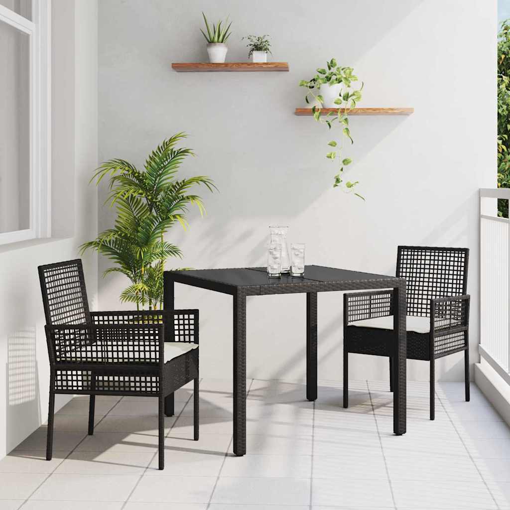 Hage Spisegruppe 3 pcs Svart 90 x 90 x 75 cm Poly Rotting