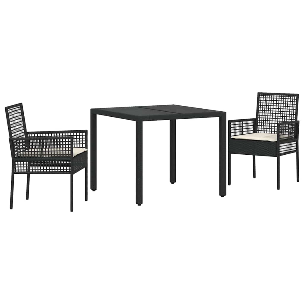 Hage Spisegruppe 3 pcs Svart 90 x 90 x 75 cm Poly Rotting
