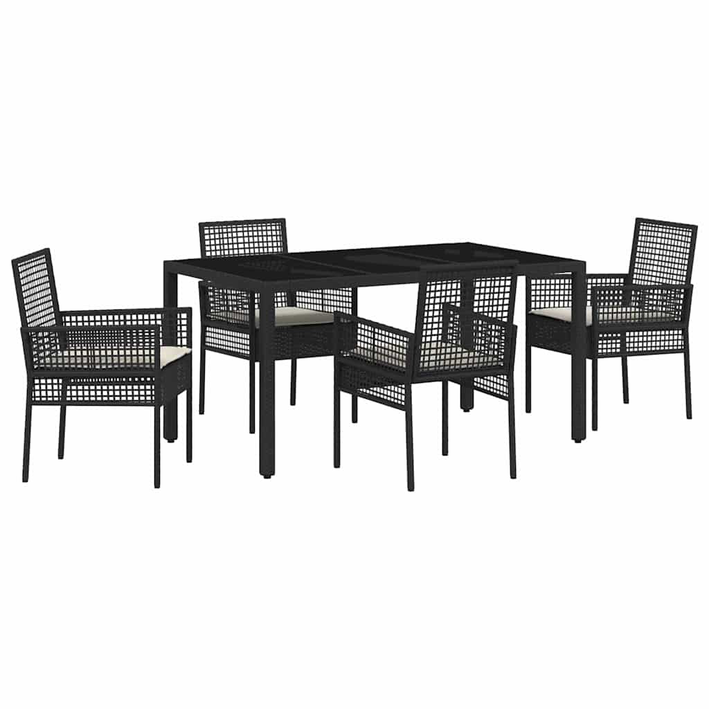 Hage Spisegruppe 5 pcs Svart 150 x 90 x 75 cm Poly Rotting