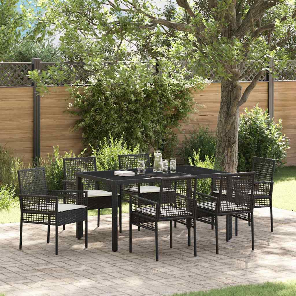 Hage Spisegruppe 7 pcs Svart 150 x 90 x 75 cm Poly Rotting