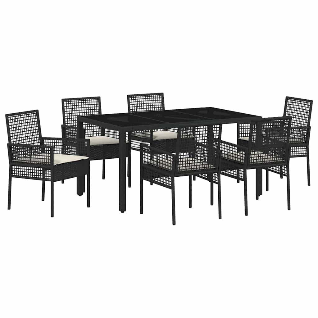 Hage Spisegruppe 7 pcs Svart 150 x 90 x 75 cm Poly Rotting