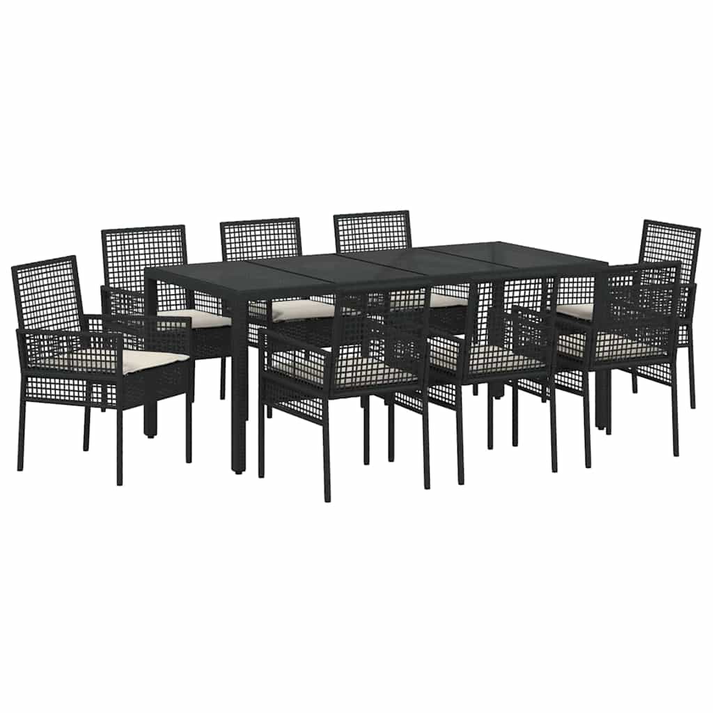 Hage Spisegruppe 9 pcs Svart 190 x 90 x 75 cm