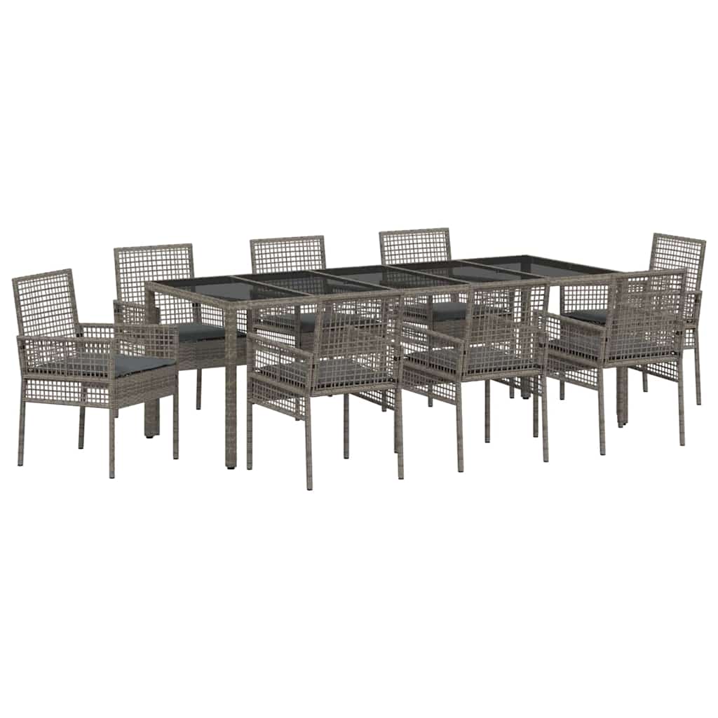 Hage Spisegruppe 9 pcs Grå 250 x 100 x 75 cm Poly Rotting