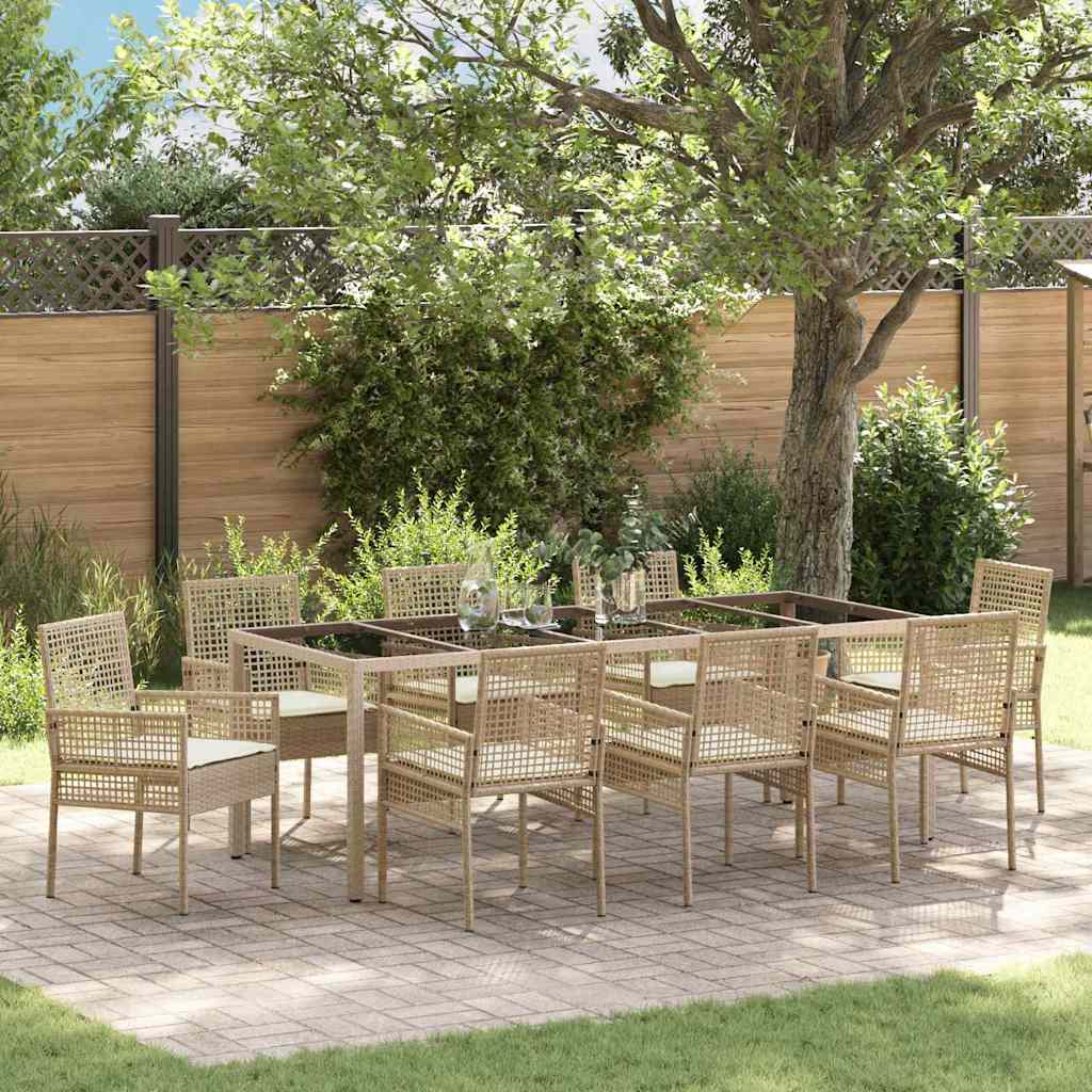 Hage Spisegruppe 9 pcs Beige 250 x 100 x 75 cm Poly Rotting