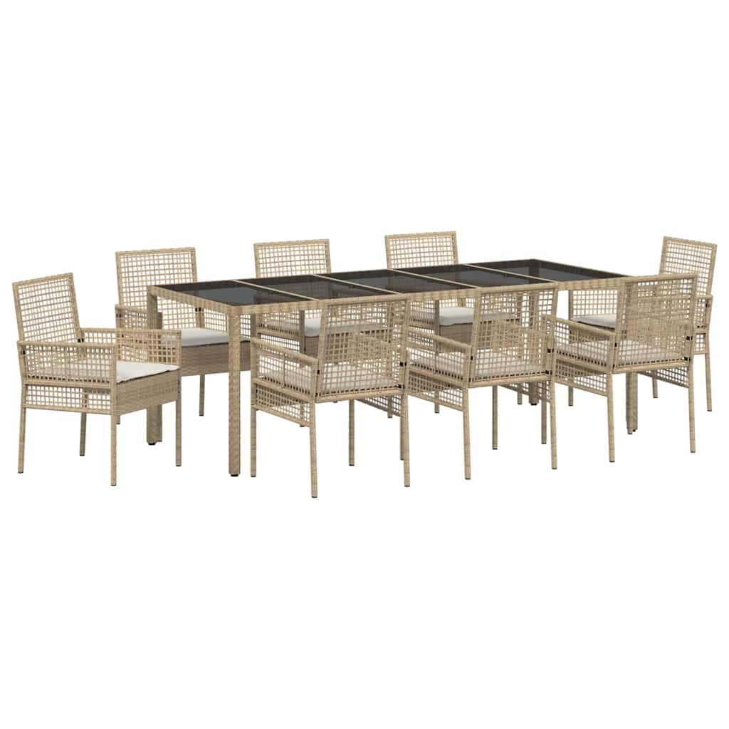 Hage Spisegruppe 9 pcs Beige 250 x 100 x 75 cm Poly Rotting