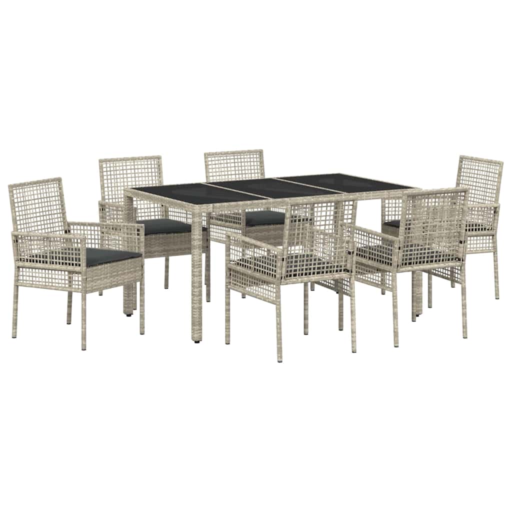 Hage Spisegruppe 7 pcs Lysegrå 150 x 90 x 75 cm Poly Rotting