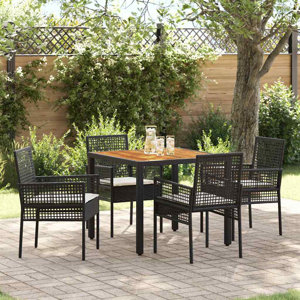 Hage Spisegruppe 5 pcs Svart Poly rattan