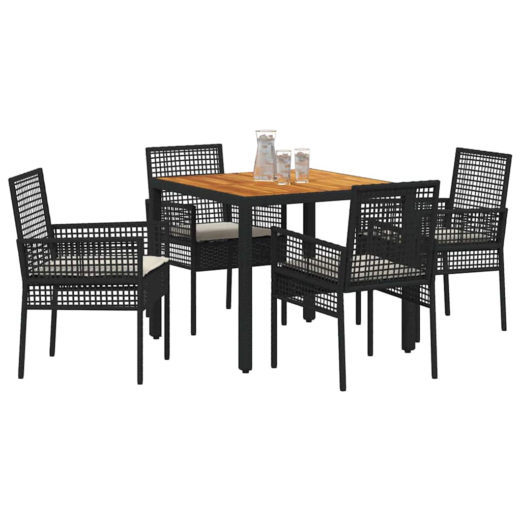 Hage Spisegruppe 5 pcs Svart Poly rattan