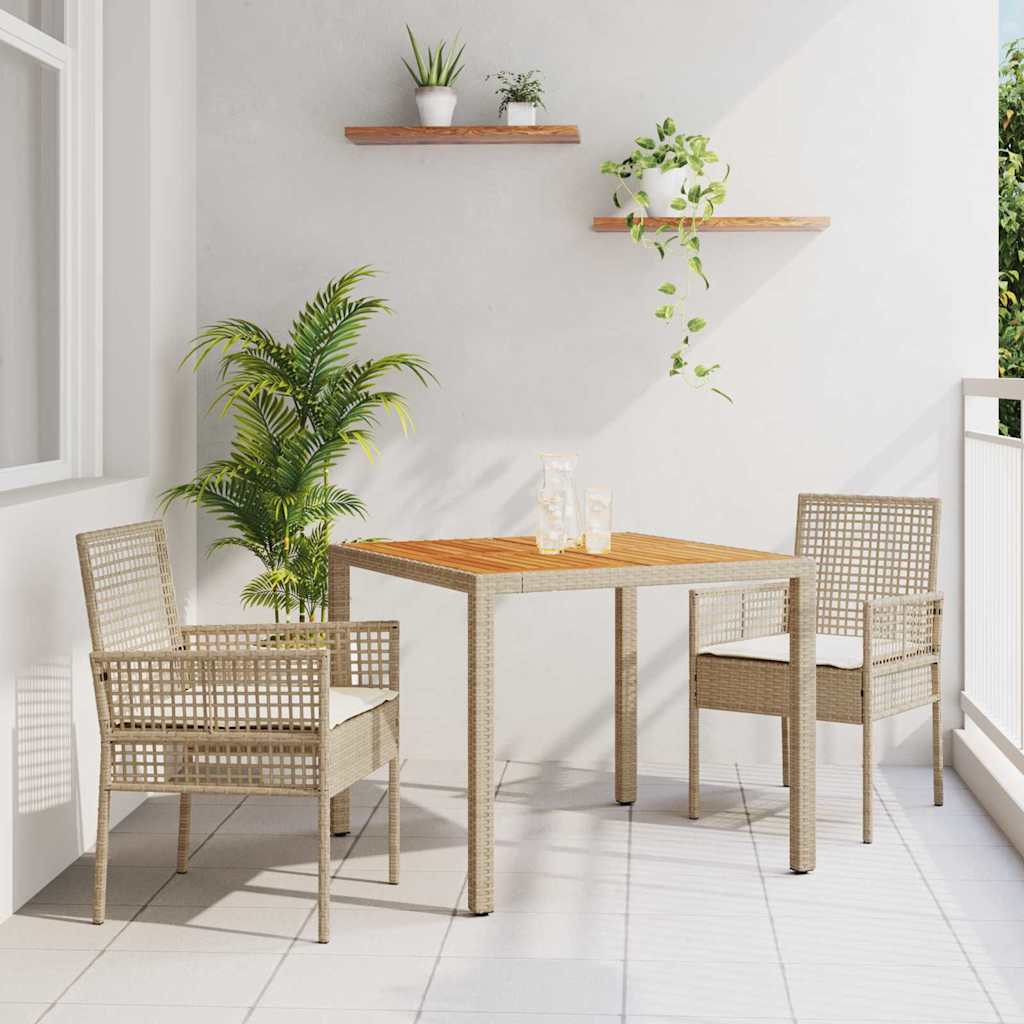 3 Delt Hage Middagsett med Puter Beige Poly Rattan