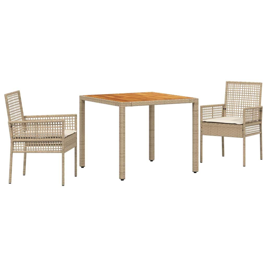 3 Delt Hage Middagsett med Puter Beige Poly Rattan