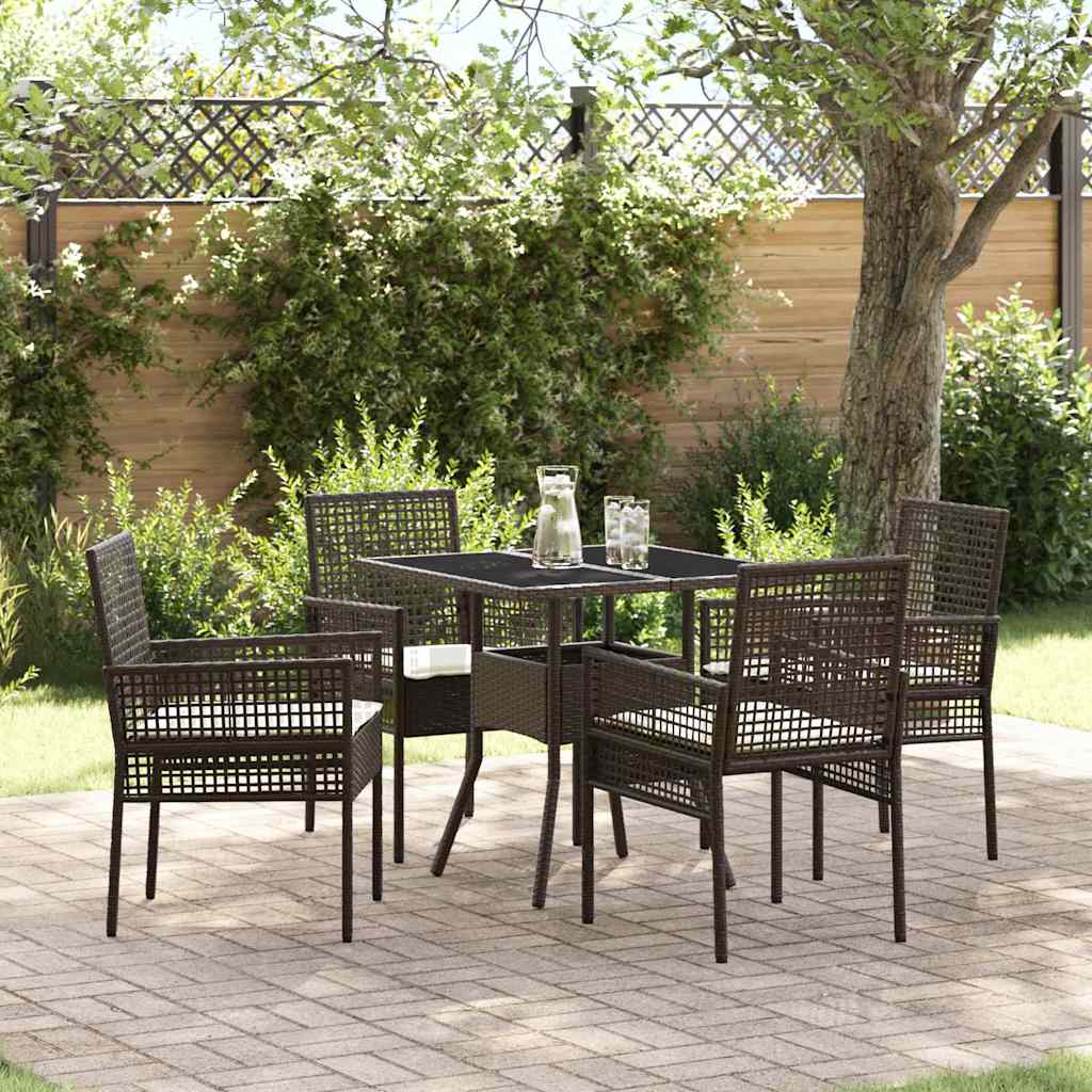 Hage Spisegruppe 5 pcs Brun Poly rattan