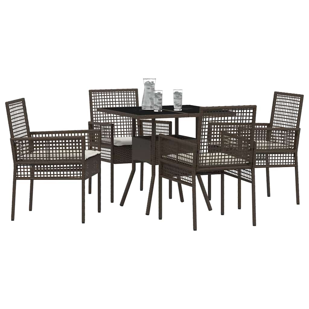 Hage Spisegruppe 5 pcs Brun Poly rattan