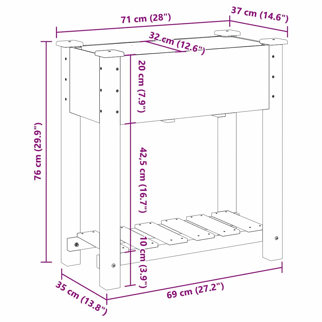Hageblomsterpotte Beige 71 x 37 x 76,5 cm Massiv Furu Tre