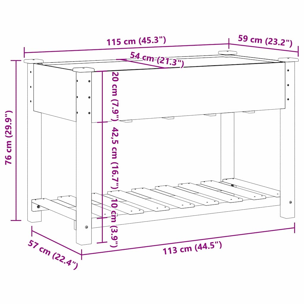 Hageblomsterpotte Beige 115 x 59 x 76,5 cm Massiv Furu Tre