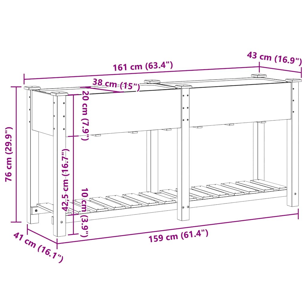 Hageblomsterpotte Beige 161 x 43 x 76,5 cm Massiv Furu Tre