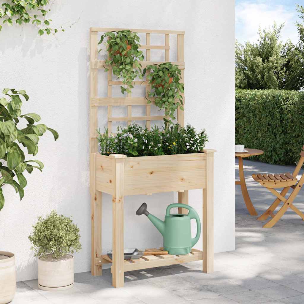 Hageblomsterpotte Beige 71 x 38 x 152 cm Solid furu tre