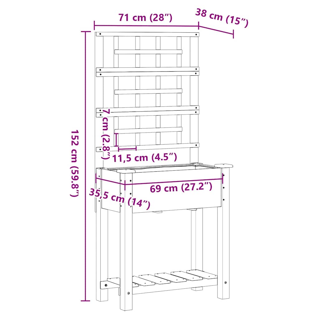 Hageblomsterpotte Beige 71 x 38 x 152 cm Massiv Furu Tre