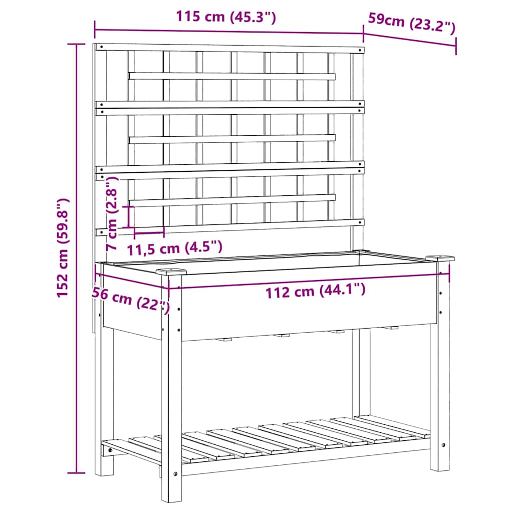 Hageblomsterpotte Beige 115 x 60,5 x 153 cm Massiv Furu Tre