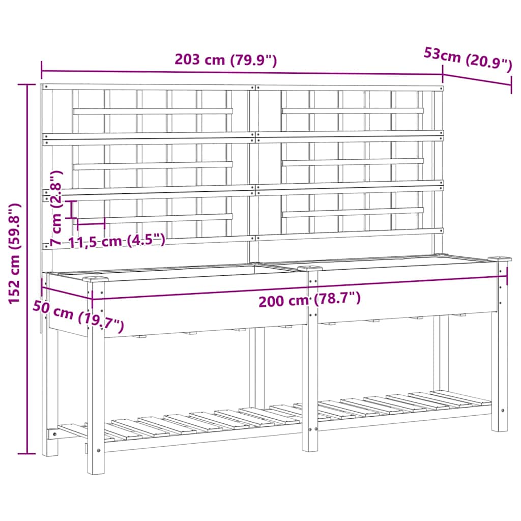 Hageblomsterpotte Beige 203,5 x 54 x 152,5 cm Massiv Furu Tre