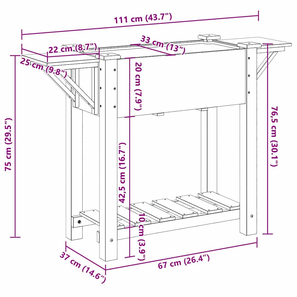 Hageblomsterpotte Beige 111 x 37 x 76,5 cm Massiv Furu Tre