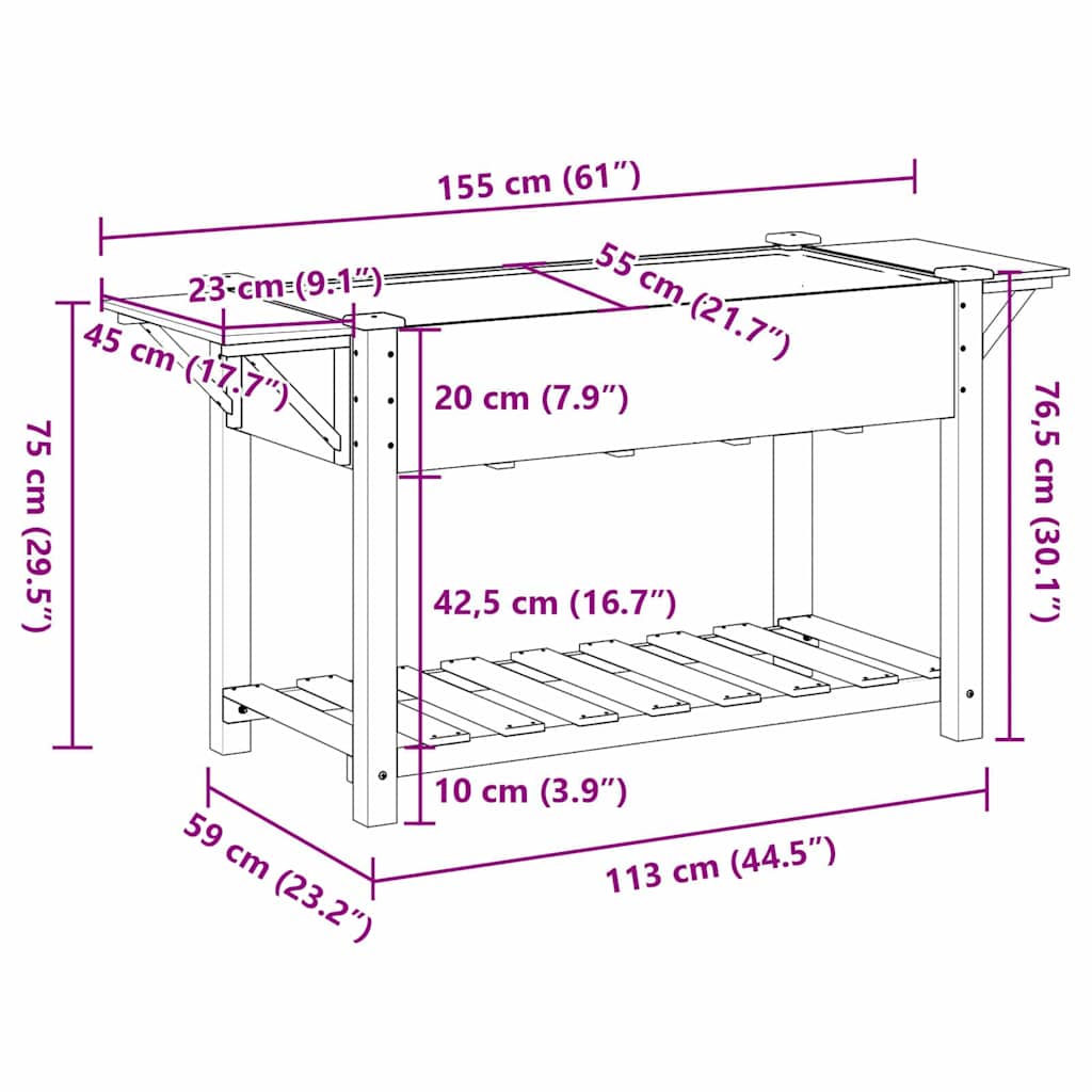 Hageblomsterpotte Beige 155 x 59 x 76,5 cm Massiv Furu Tre