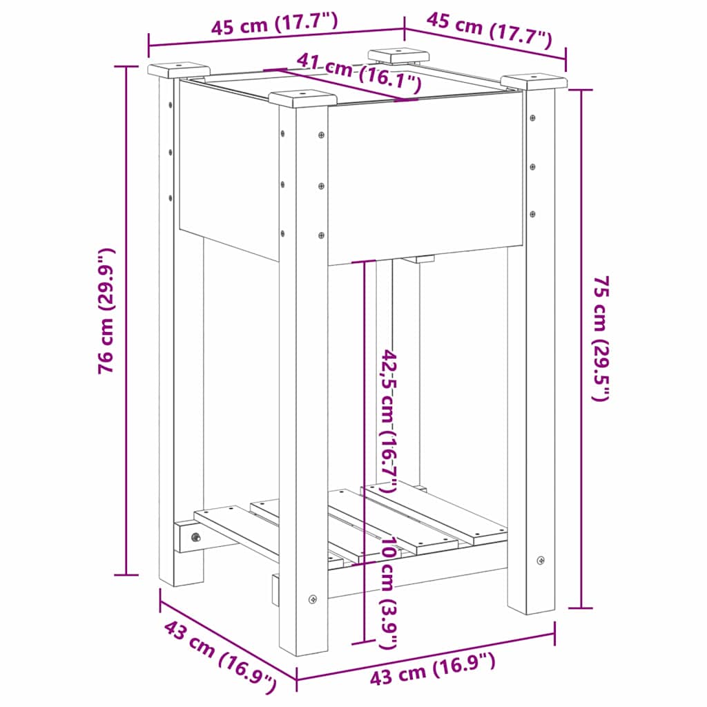 Hageblomsterpotte Beige 45 x 45 x 76,5 cm Massiv Furu Tre