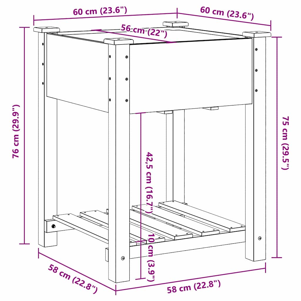 Hageblomsterpotte Beige 60,5 x 60 x 76,5 cm Massiv Furu Tre