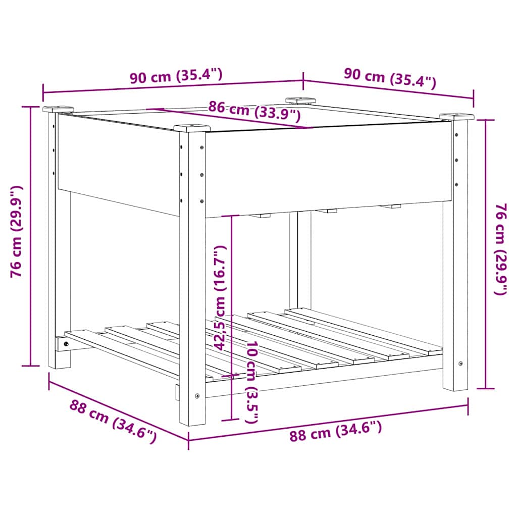 Hageblomsterpotte Beige 90 x 90 x 76,5 cm Massiv Furu Tre