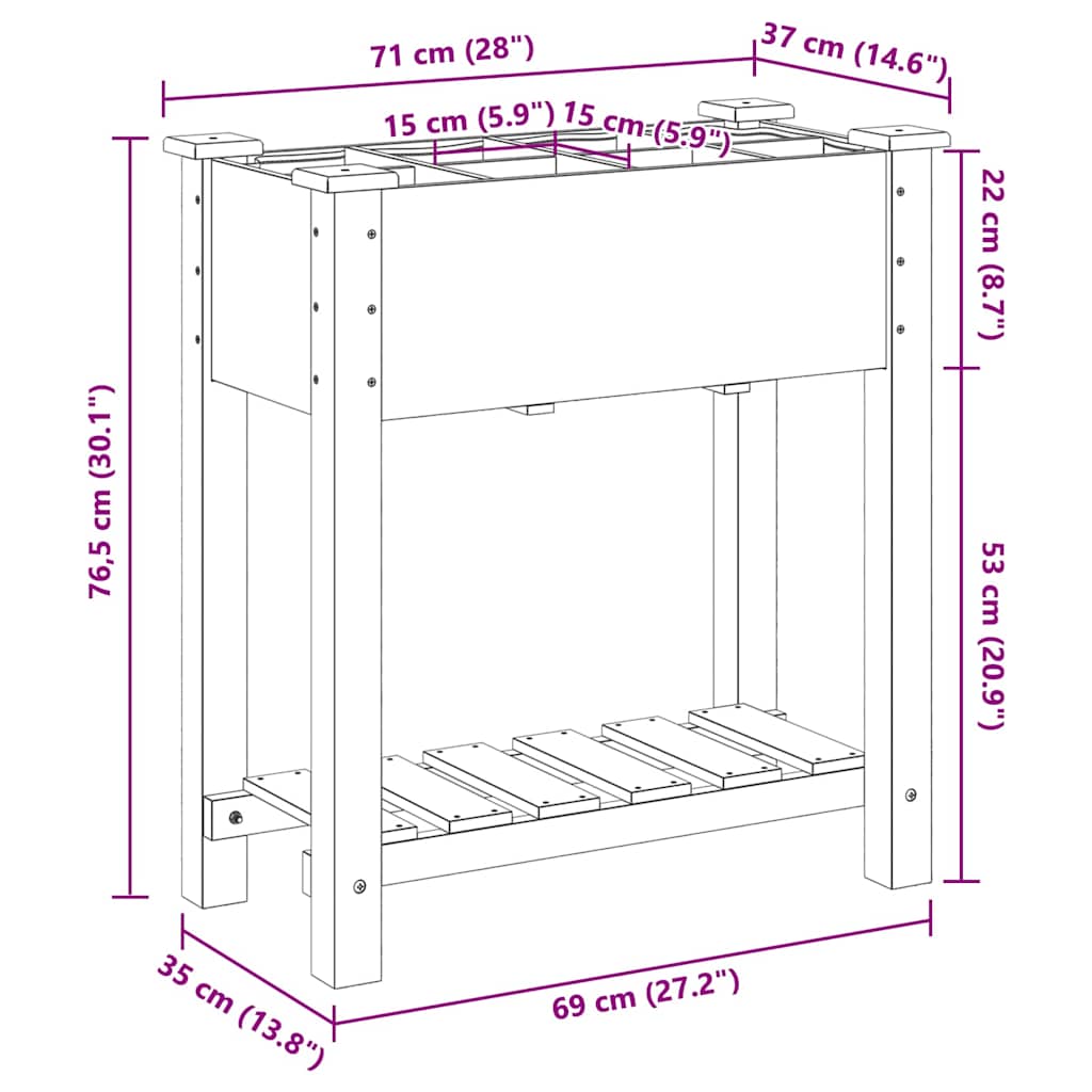 Hageblomsterpotte Beige 71 x 37 x 76,5 cm Massiv Furu Tre