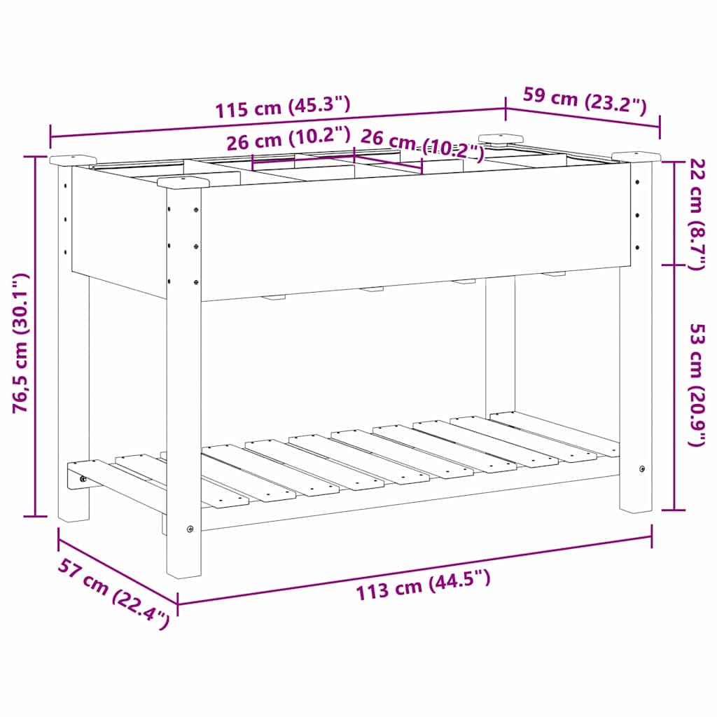 Hageblomsterpotte Beige 115 x 59 x 76.5 cm Solid furu tre