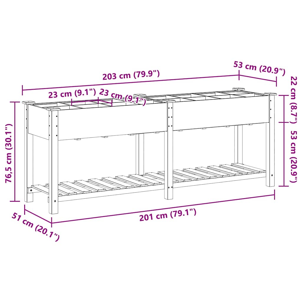 Hageblomsterpotte Beige 203,5 x 53 x 76,5 cm Massiv Furu Tre
