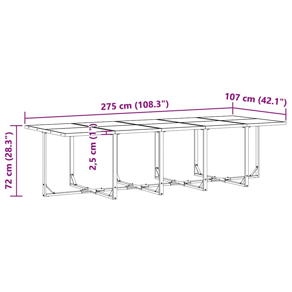 19-delt hage spisegruppe med puter i stål og textilene