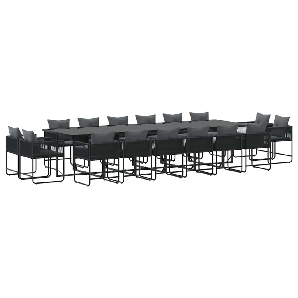 Hage Spisegruppe 17 pcs Svart Stål