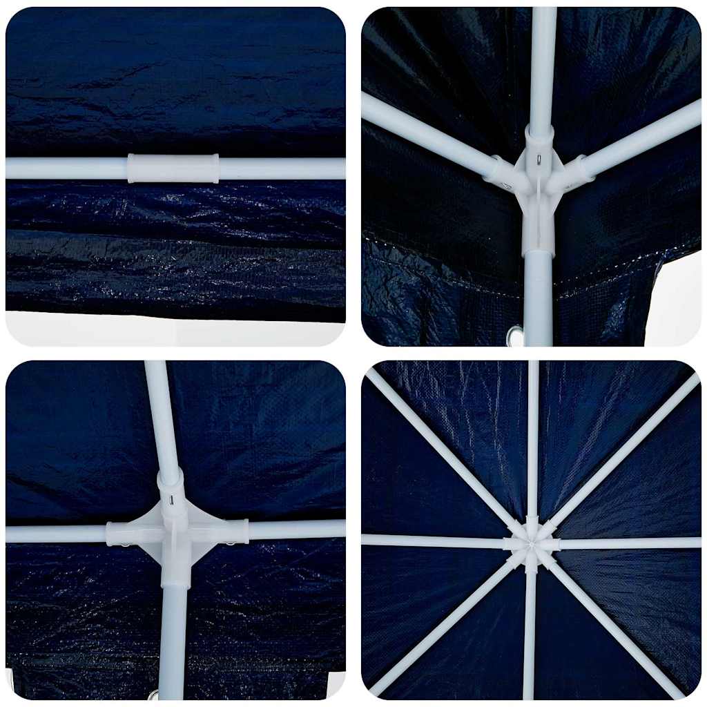 Festtelt med 12 blå sidevegger, 8x4 m PE