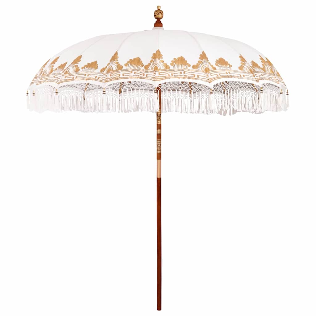 Parasoll Krem 210-220 cm Bomullstoff & Treverk & Bambus