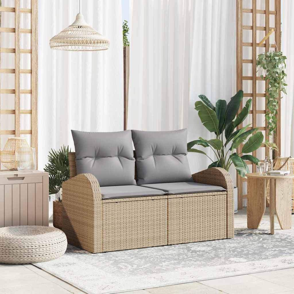 2-seter Hage Sofa med lagring & puter Beige Poly Rottning