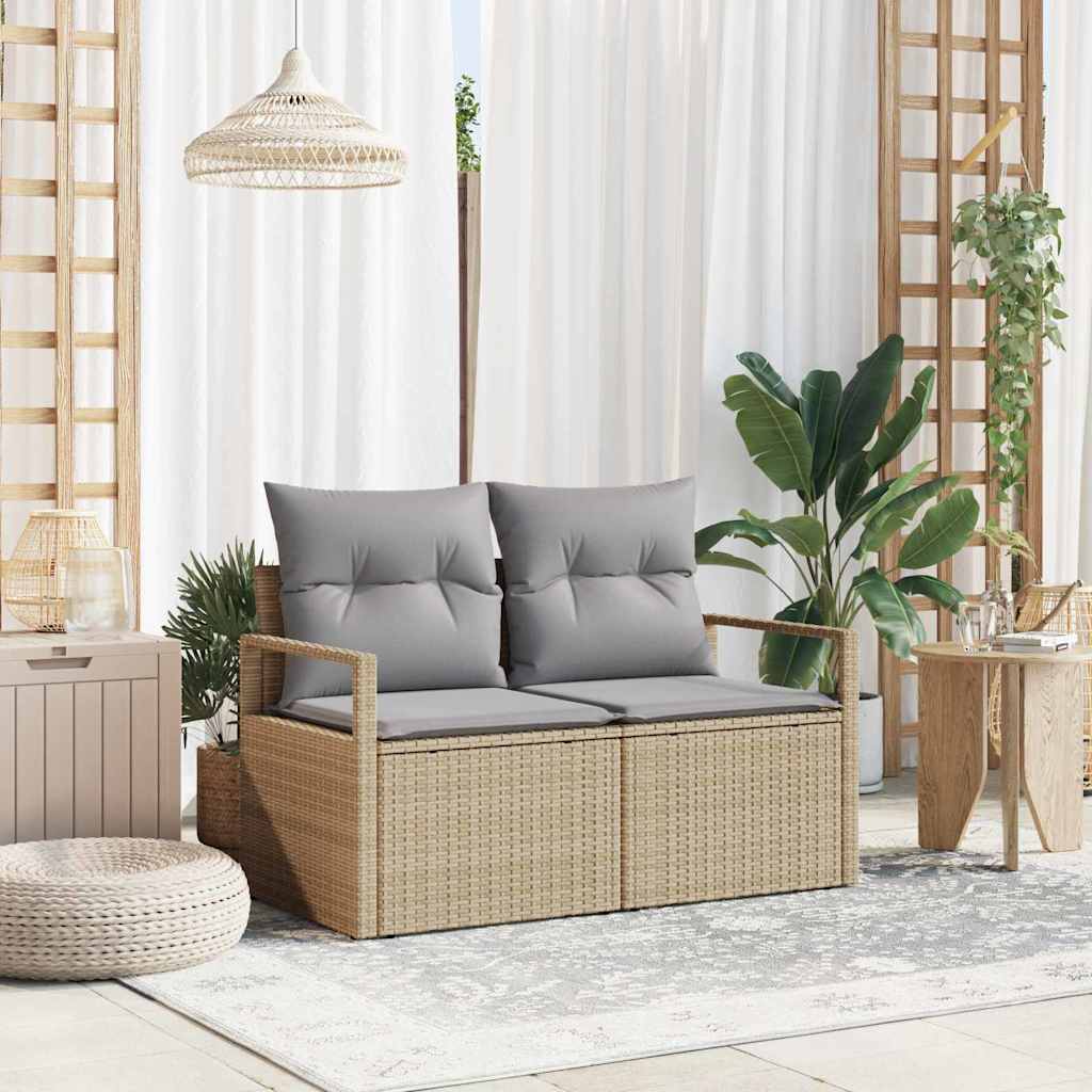 2-seters hagemøbel med puter Beige Poly Rattan