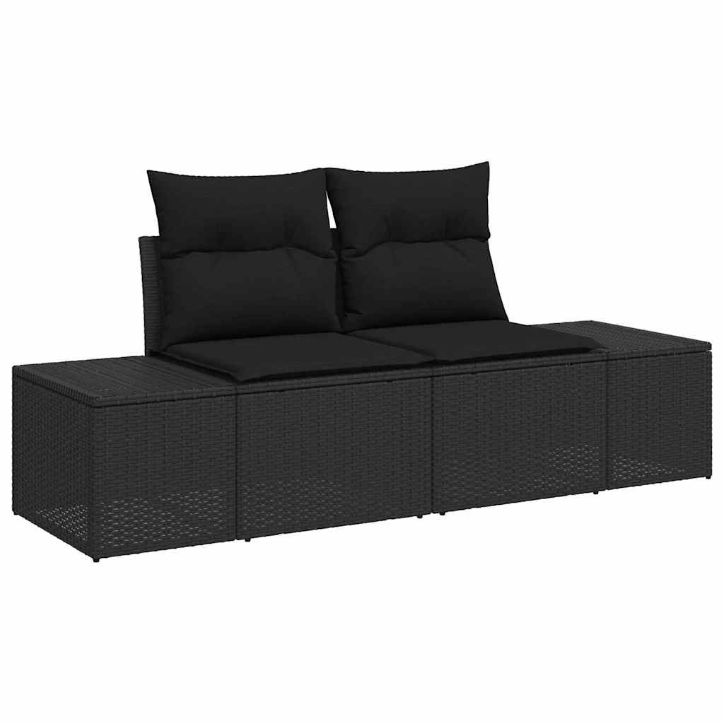 2-seters hagesofa med puter Svart Polyrotting