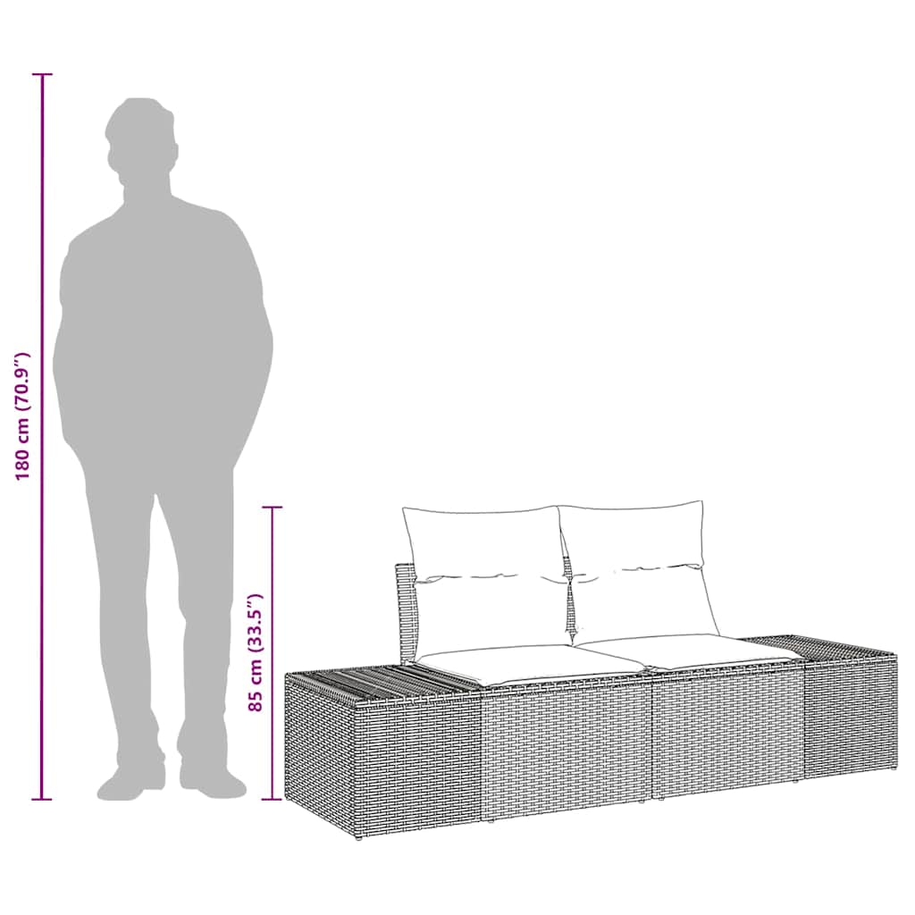 2-seters hage sofa med lagring og puter Grå Poly Rattan