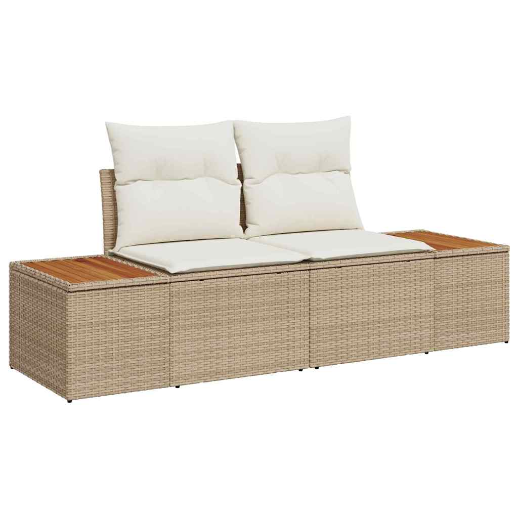 2-seters hage-sofa med lagring og puter Beige Polyrotting
