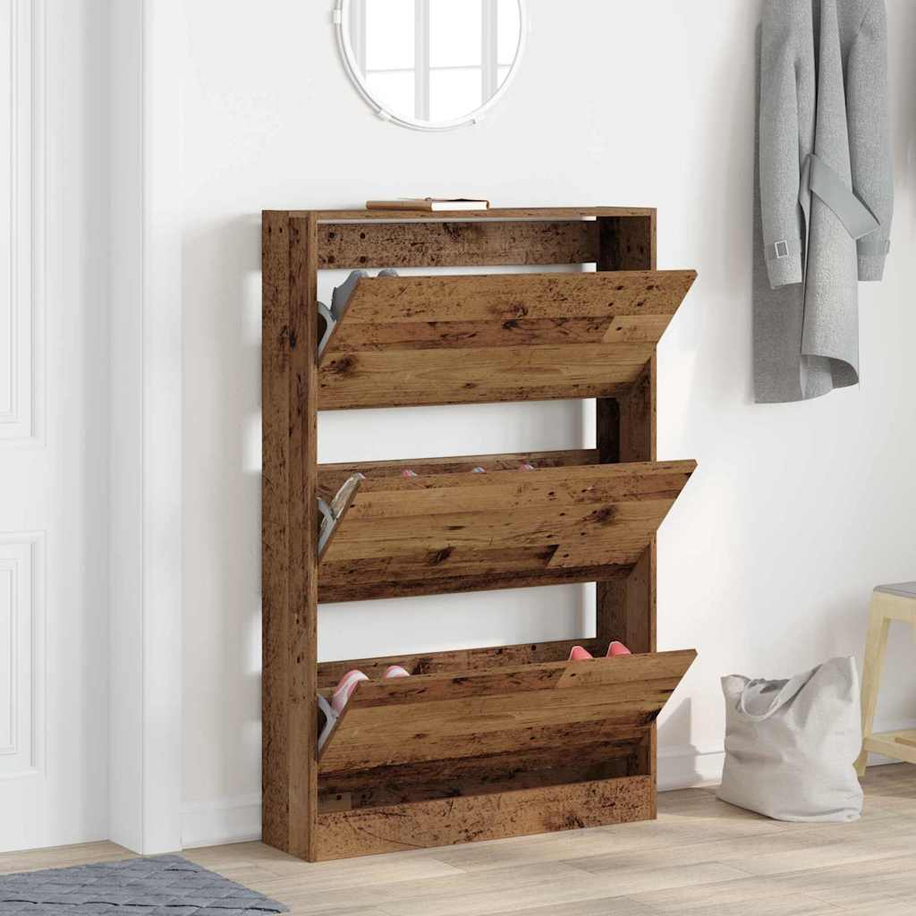 Skohylle Gammel Tre 80x21x125,5 cm Ingeniørtre