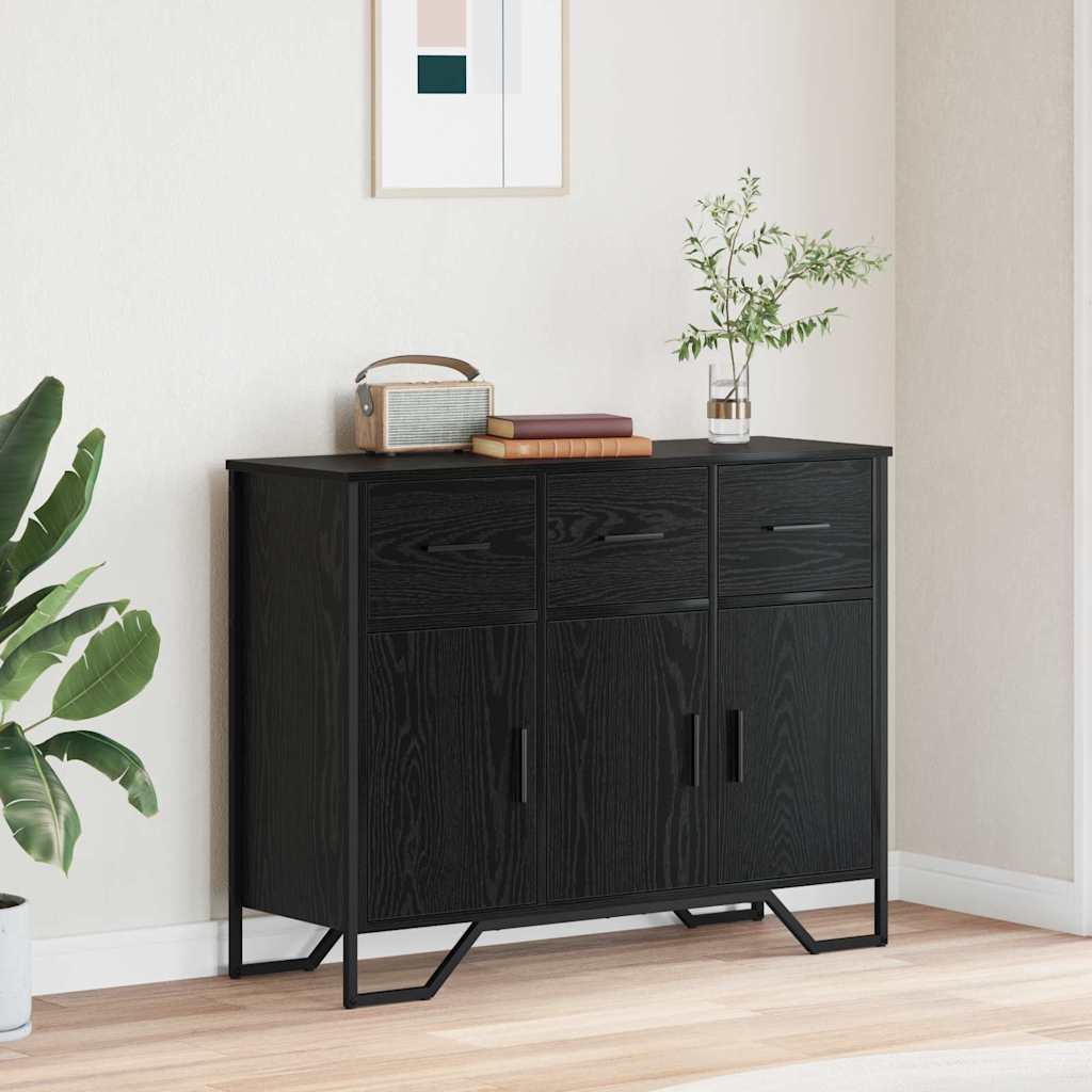 bordskuff svart eik 97x32,5x74,5 cm konstruert tre