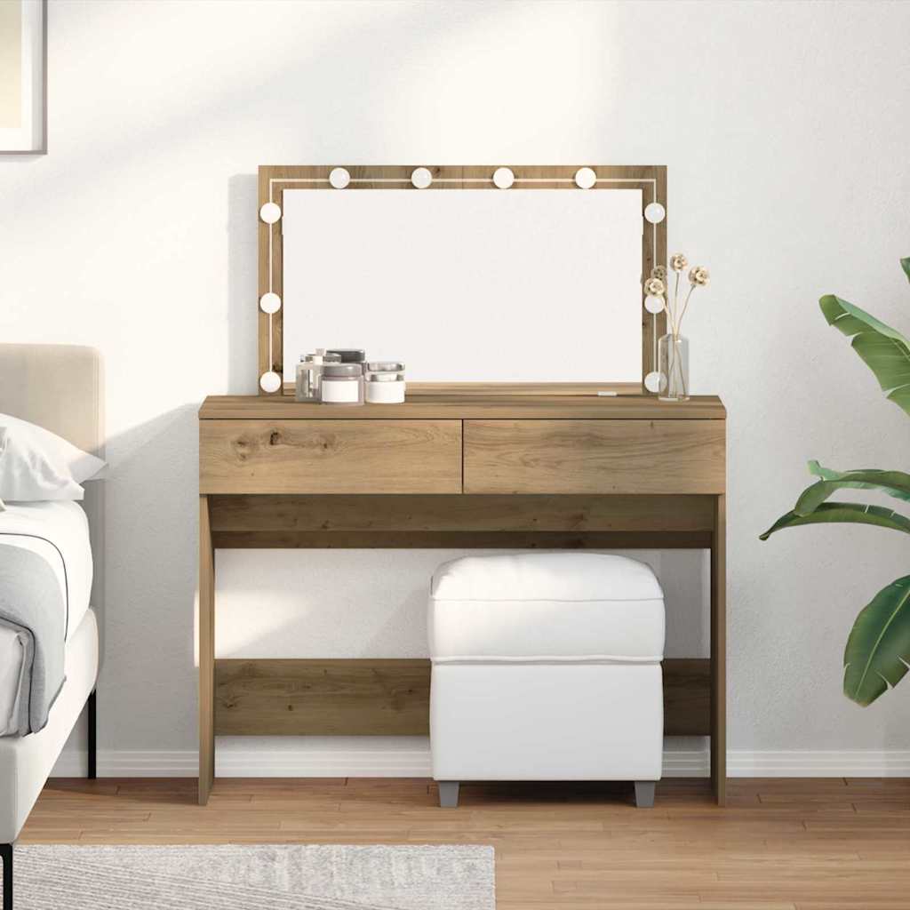 Sminkebord med LED Artisan Eik 100x40x120 cm