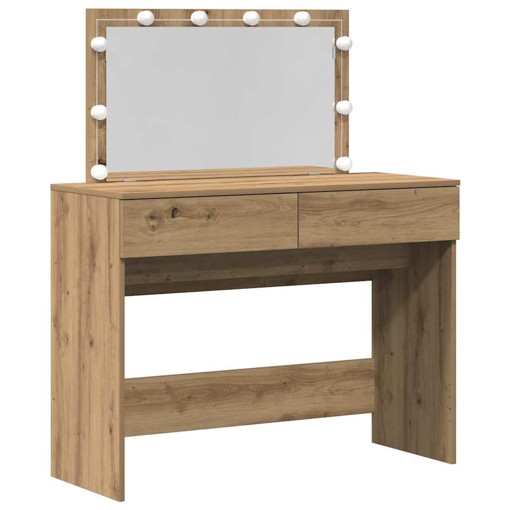 Sminkebord med LED Artisan Eik 100x40x120 cm