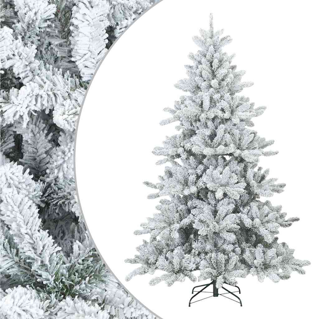 Moderne Kunstig Hengslet Juletre Snø Flocket Hvit 210 cm