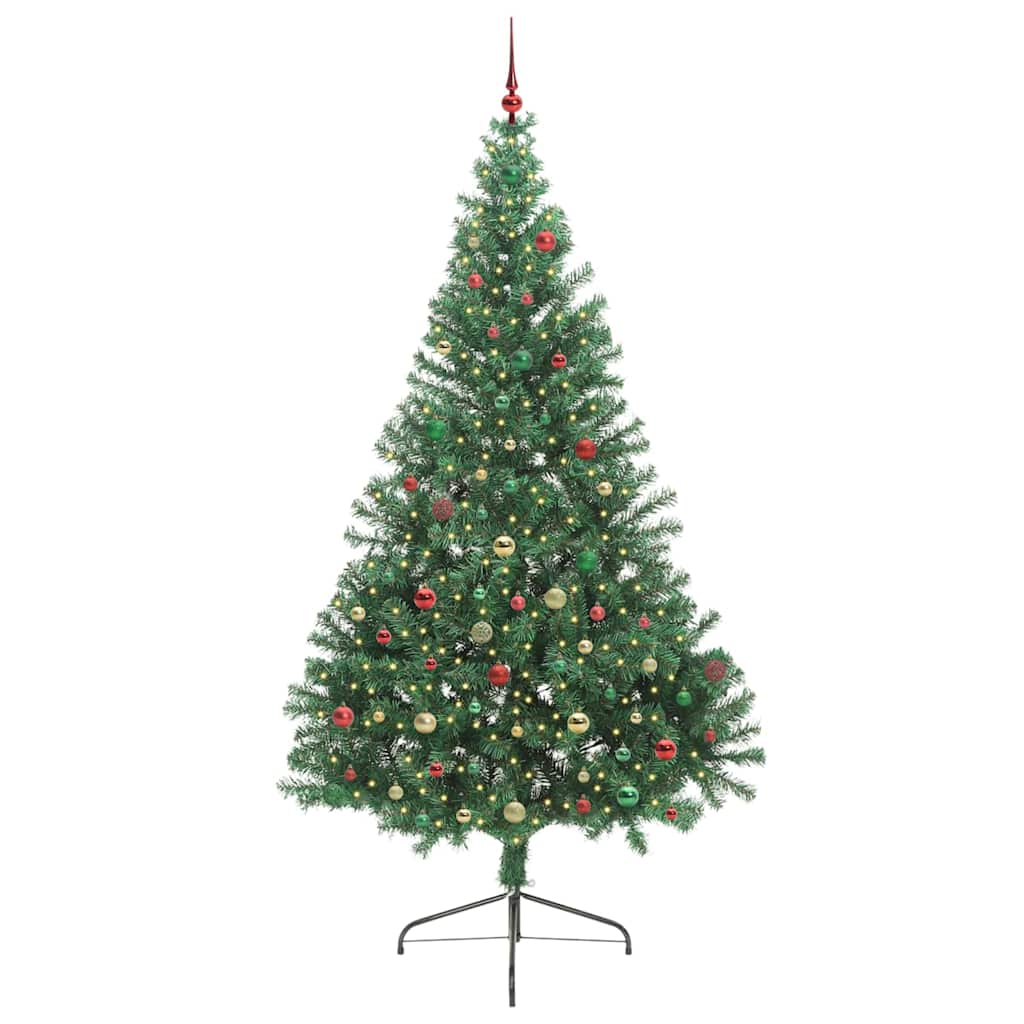 Kunstig Forhåndsopplyst Juletre med 300 LED grønn 240 cm PVC