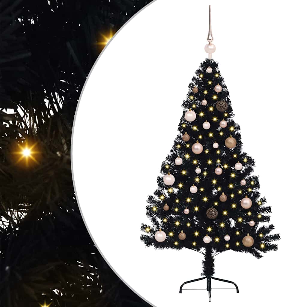 Kunstig Forhåndsopplyst Juletre med 150 LED Svart 150 cm PVC