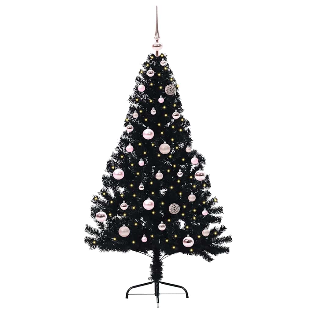 Kunstig Forhåndsopplyst Juletre med 150 LED Svart 150 cm PVC