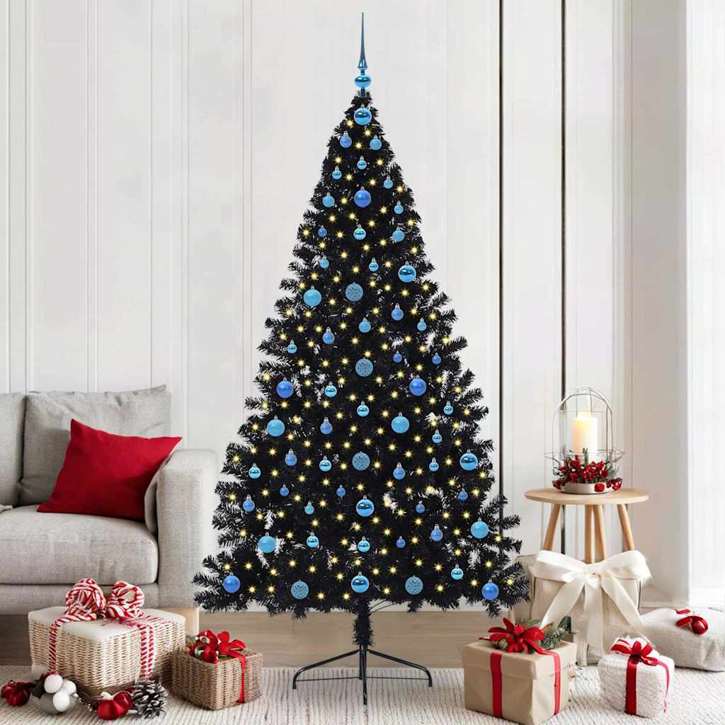 Kunstig forbelyst juletre Svart 210 cm PVC