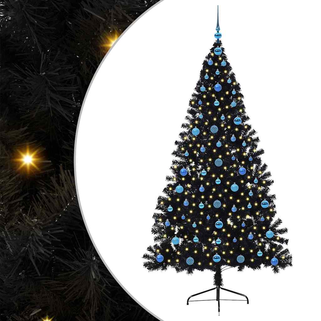 Kunstig forbelyst juletre Svart 210 cm PVC